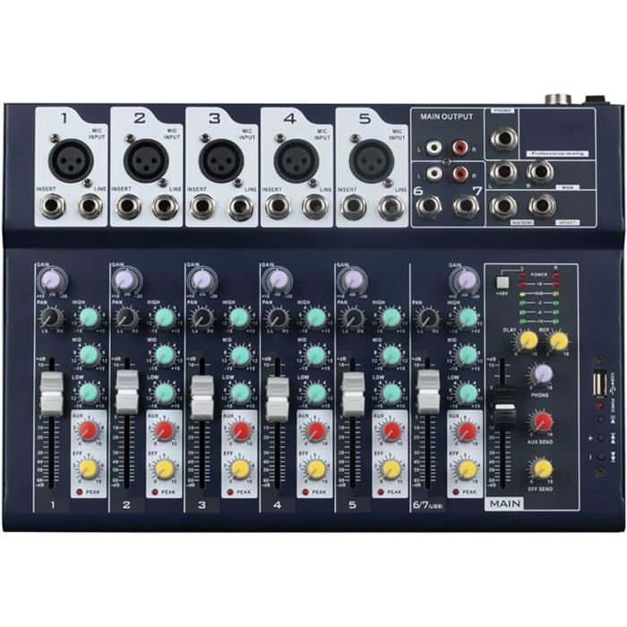 Weymic Professional Mixer 7-Channel 2-Bus Mixer/w USB Audio Interface ...