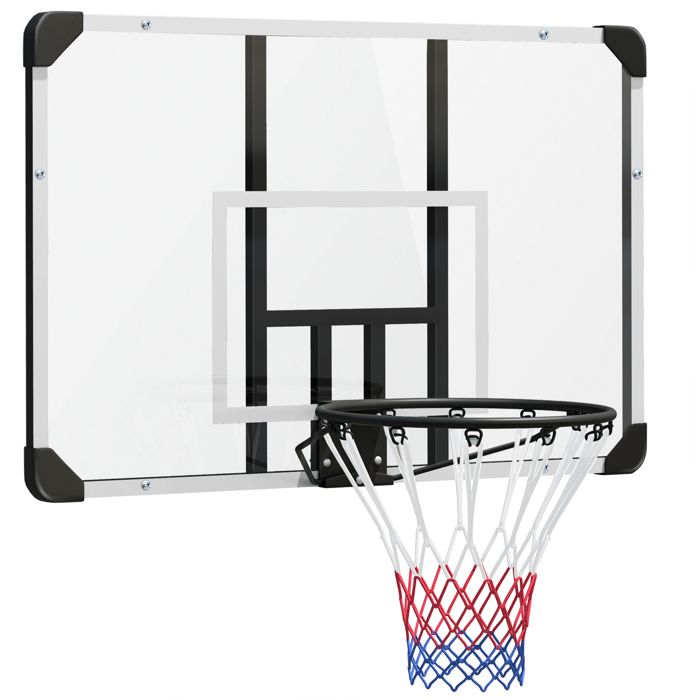 Panier de basketball mural - SPORTNOW - panier spécial filet toutes saisons - pour intérieur et extérieur - 113 x 61 x 73 cm - blanc