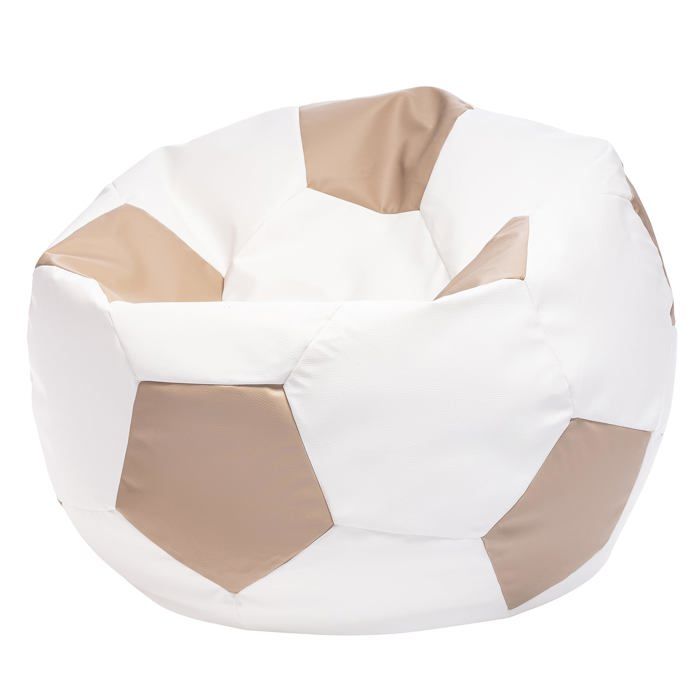 Football Pouf XL en Simili Cuir Pouf Fauteuil Gaming Enfant 105x80cm Beige - Ecopuf