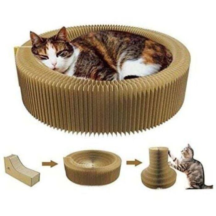 Griffoir Chat Carton 50cm Haute Densité Pliable Confortable pour Canapé Entretien Griffes Naturel