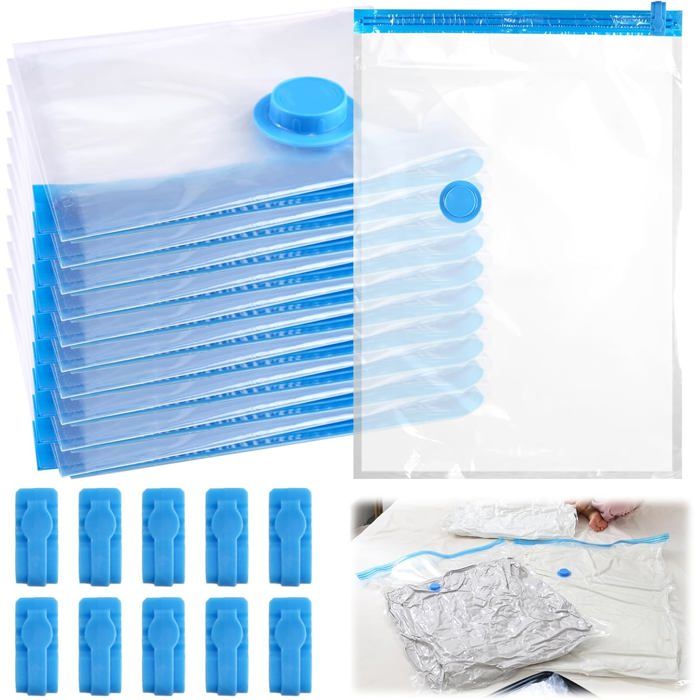 10 Pièces Sac Rangement Sous Vide 40x60cm Housse Vetement Sous Vide Sac Aspirant Emballage Compressible Hermétique