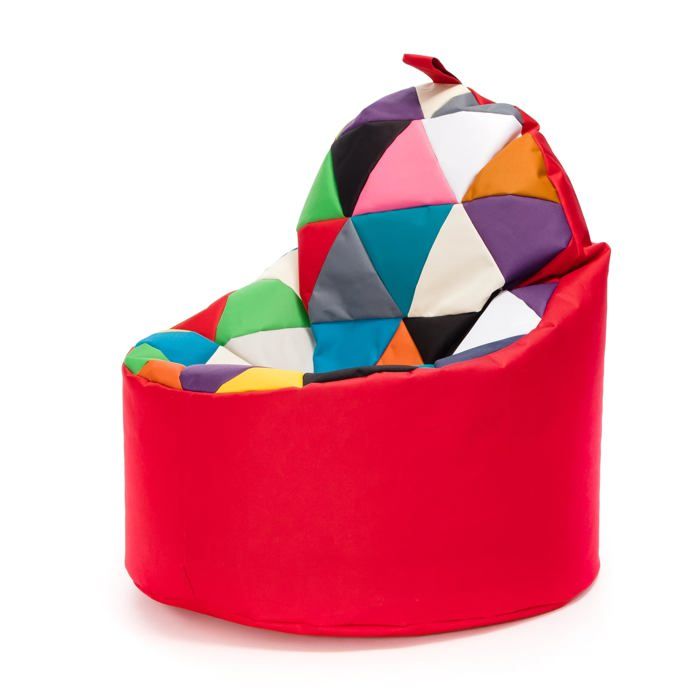 Pouf Fauteuil Patchwork Poire Extérieur Relax Tissu Imperméable Chambre Enfant Confort Rouge Nc12 XL