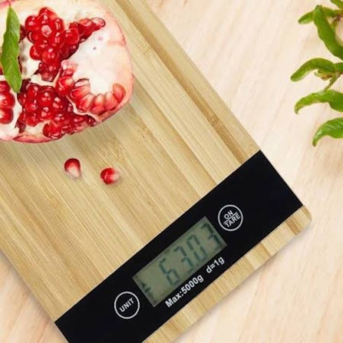 Cobye - Balance Électronique de Cuisine 5 kg avec Plateau en Bambou – Idéale pour Pâtisserie Cuisine & Portionnage – Fonction TARE