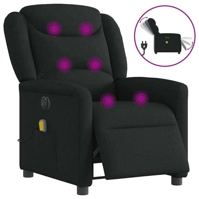 NEW 2026 Fauteuil Massant inclinable - Chaise simple - Multifonctionnel - électrique Noir Tissu 78x95x100 cm L3560
