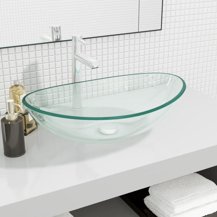 BURKE@ Transparent Lavabo Verre trempé 545x35x155 cm Transparent 7.02 kg Haute qualité A10306