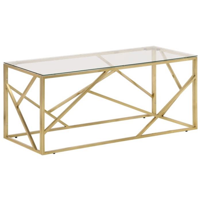 En PromotionTable basse(1 PC) - SHIELD - Support 30 kg - table du canapé - doré acier inoxydable et verre trempé T42100