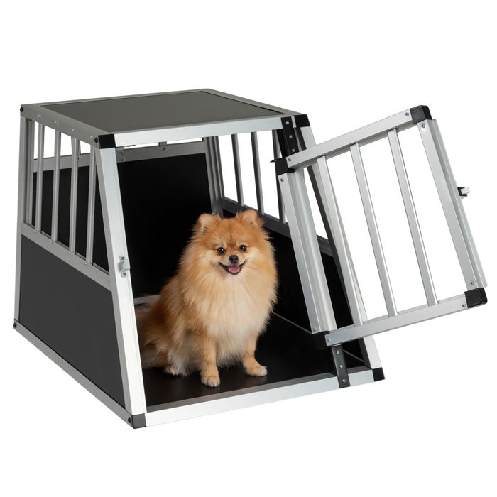 Cage de Voyage pour Chien COSTWAY en Aluminium Porte Verrouillable Cloison 64 x 51 x 48 cm Cage Anti-Morsure pour Camping Camion Cage de Voyage pour Chien COSTWAY en Aluminium Porte Verrouillable Cloison 64 x 51 x 48 cm Cage Anti-Morsure pour Camping Camion