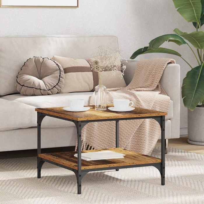 Marron Table Basse dextérieur - Magnifique - Table basse Bois Ancien 55x55x40cm Bois dingénierie CL6977006