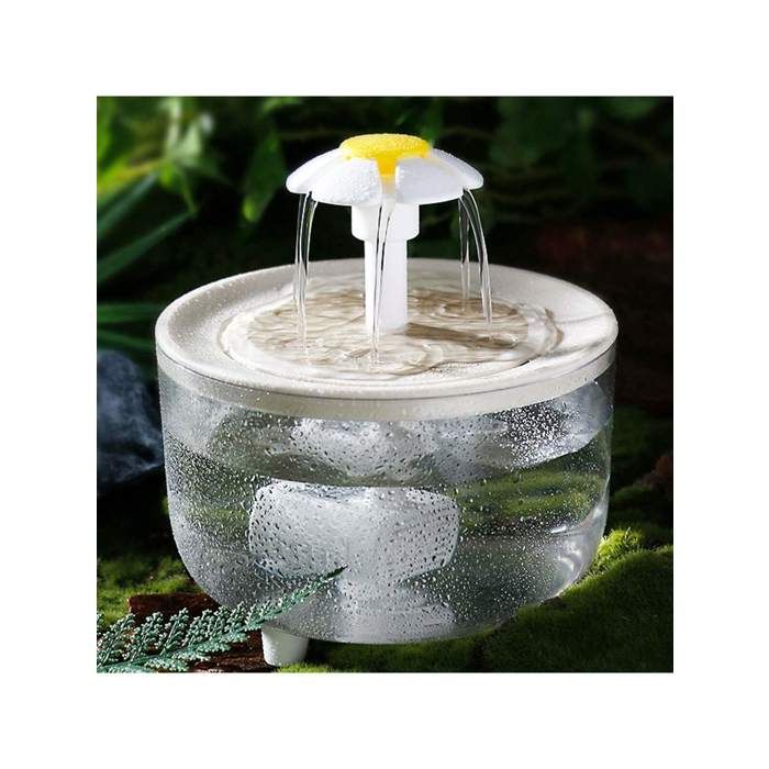 Fontaine à eau pour chat - Phoesky - 1L - Texture bois - Transparent - 15x15x15 cm - USB - Eau courante - Sans piles
