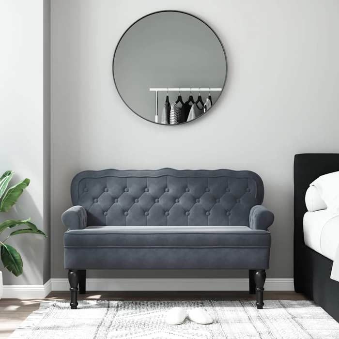 Banc Moderne/Bout de lit - JILI - 110 kg par siège - Siège/Banquette - avec dossier gris foncé 119 5x64 5x75cm ve2652 Banc Moderne/Bout de lit - JILI - 110 kg par siège - Siège/Banquette - avec dossier gris foncé 119 5x64 5x75cm ve2652