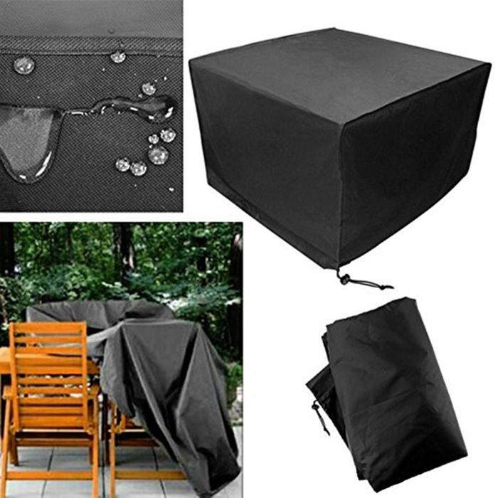 Housse de protection pour salon de jardin carr 120x120x74cm Impermable et anti-UV Noir