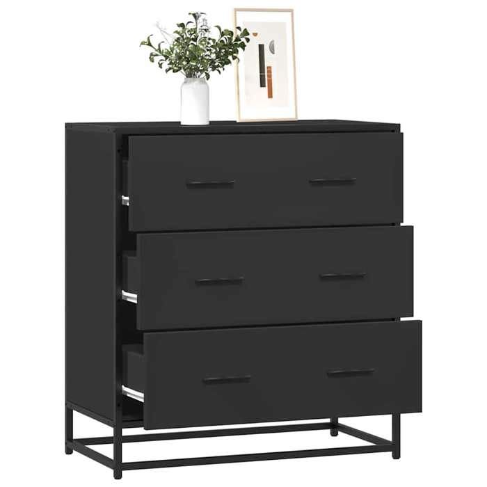 Buffet/Placard/Commode - 1 PC - pour Salon/Cuisine - noir 68x35x76 cm - bois dingénierie et métal A8392