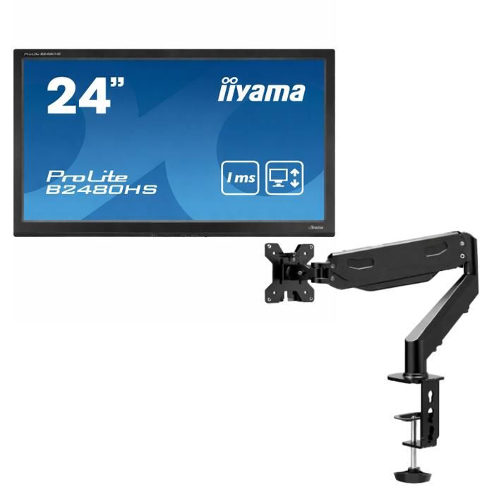 Pack IIyama 24 HDMI + Bras articulé Prolite B2480HS 24 LED TFT TN Reconditionné - Iiyama reconditionné disponible sur Cdiscount Seconde Vie