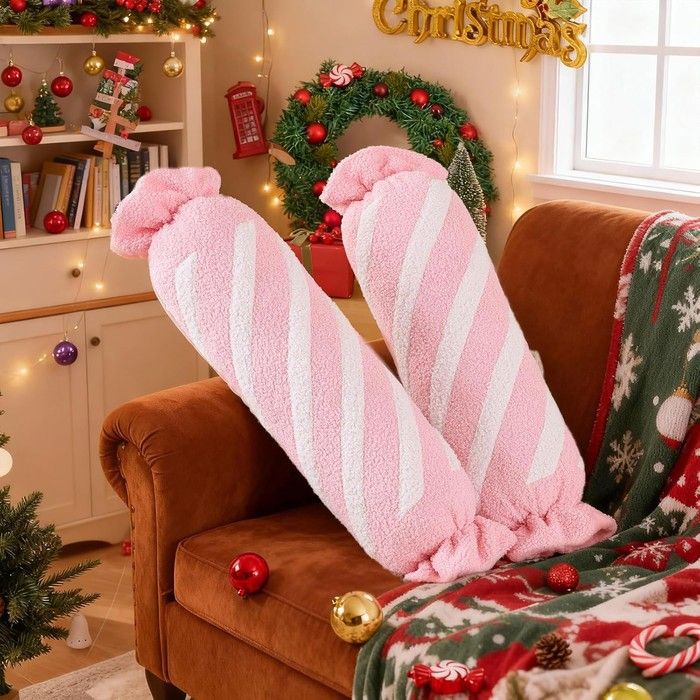 Coussin décoratif - LANPN - Candy Cane - lot de 2 - 68 5 x 17 cm - rayures rose-blanc
