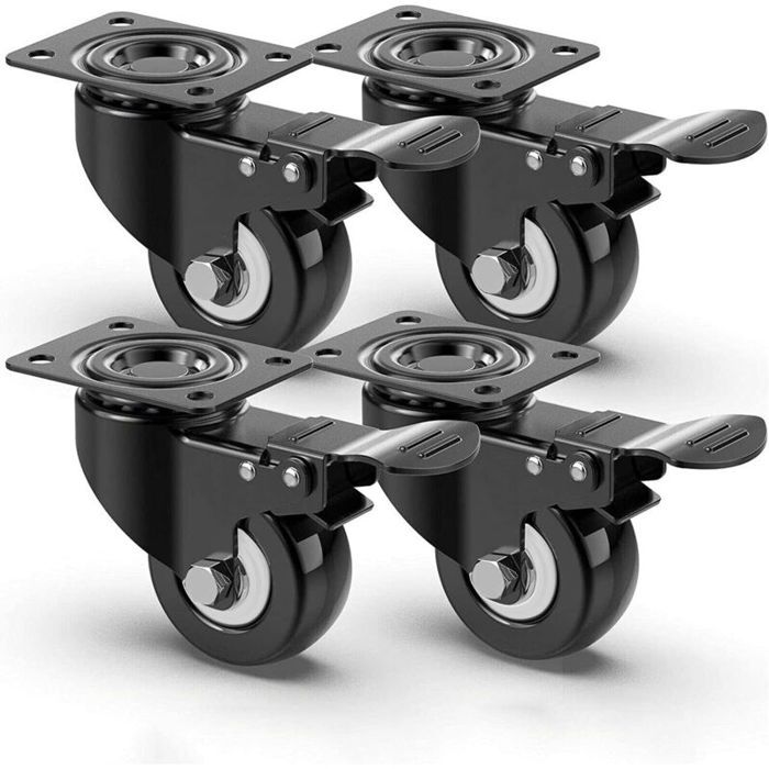 4 roulettes pivotantes silencieuses 50mm Roulettes pour meubles avec frein roulette charge lourde Capacité de charge de 400kg ro 4 roulettes pivotantes silencieuses 50mm Roulettes pour meubles avec frein roulette charge lourde Capacité de charge de 400kg ro