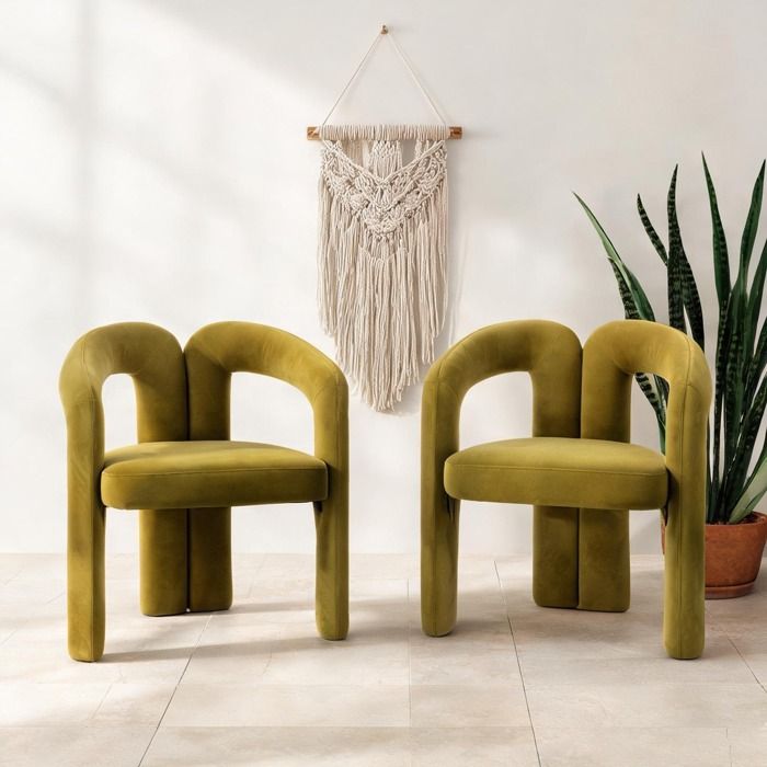 Chaise de salle à manger contemporaine en velours green-toned lot de 2 style tonneau 64 x 50 5 x 71 cm