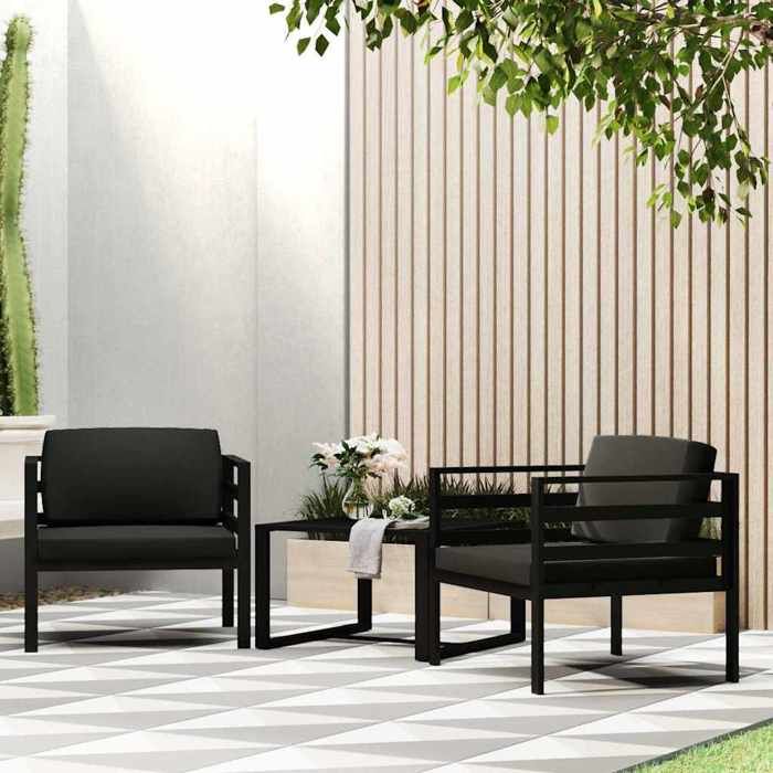 Anthracite Canapés simples 2 pcs avec coussins Aluminium Anthracite - Siège de balcon LV62391