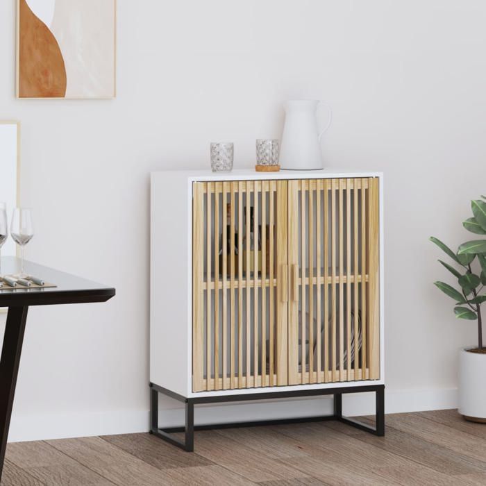 Blanc Buffet blanc 60x30x75 cm bois dingénierie - Meuble Rangement LV31322