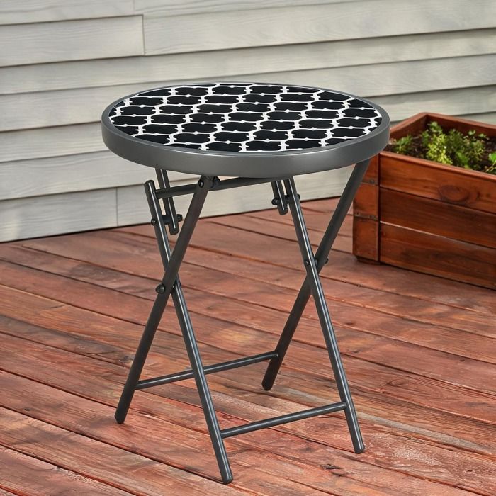 Ensemble Table Chaise De Jardin en métal Noir 45 x 45 x 50 cm - Noir Métal 45 x 45 x 50 cm Ref 4J5HRN