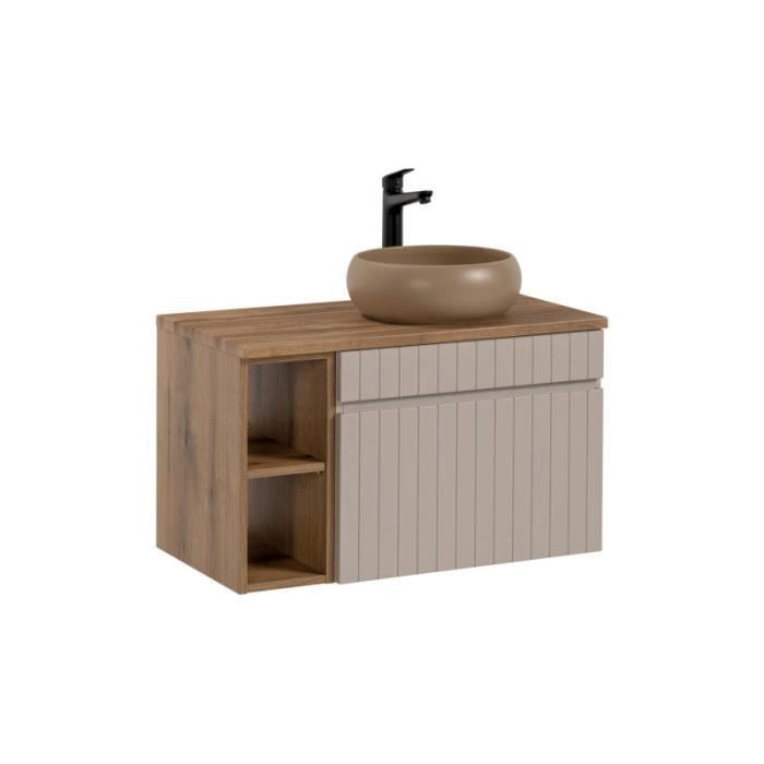 meubles sous-vasque - meuble vasque à poser + 1 élément - 80 cm - emblematic cashmere