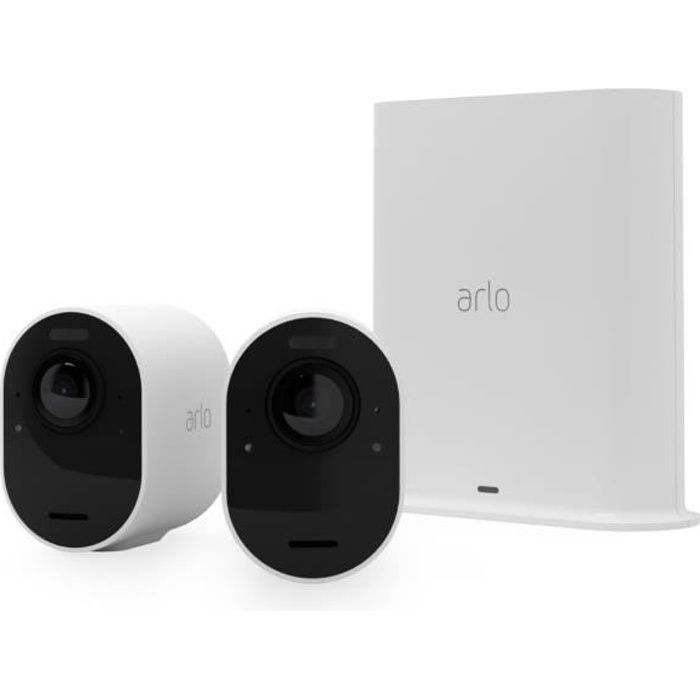 Arlo Ultra 2 - Pack de 2 caméras de surveillance Wifi sans fil - Blanc - 4K - Batterie de 6 mois - Champ de vision à 180°