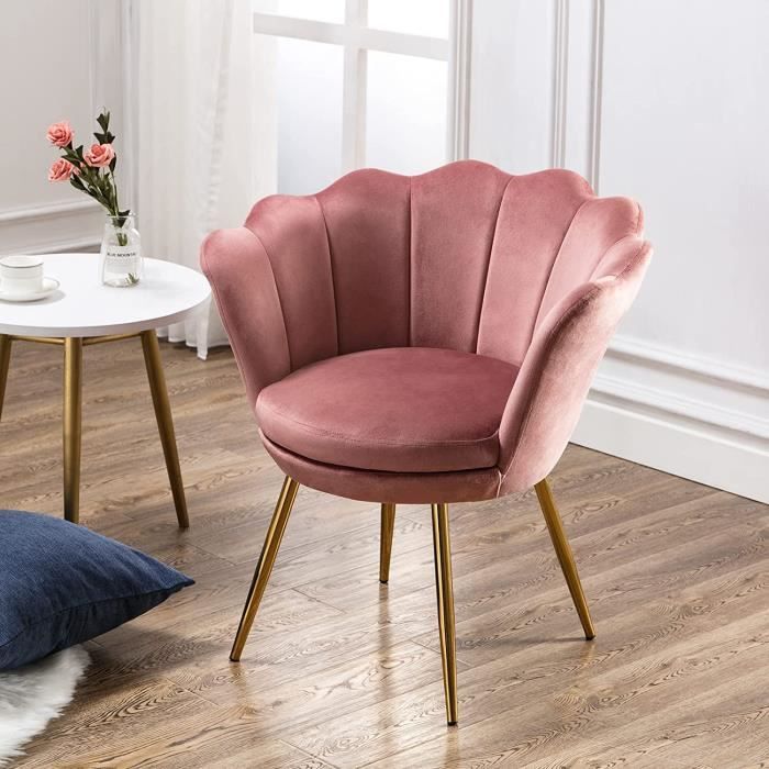 Fauteuil Coquillage en Velours Rose - WAHSON OFFICE CHAIRS