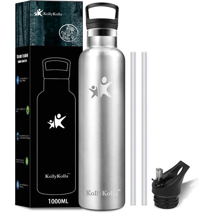 KollyKolla Gourde Isotherme Enfant 500ml, Bouteille d'eau Avec Paille KollyKolla Gourde Isotherme Enfant 500ml, Bouteille d'eau Avec Paille