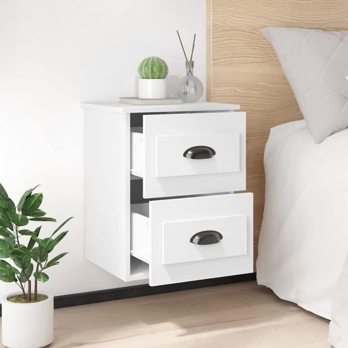 Tables De Chevet En Bois Avec Tiroir Et Niche - Lot De 2 - 40x35x55 Cm - Design Moderne - Pour Chambre Ou Salon