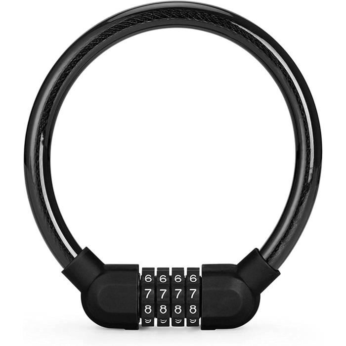 Antivol Vélo à Câble Rheme 1,2m - Orange Haute Sécurité, Code 5 Chiffres Réinitialisable