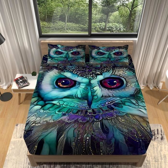 Draps Housses 160X200 Cm Chouette Verte DrapHousse Enfant 30 Cm