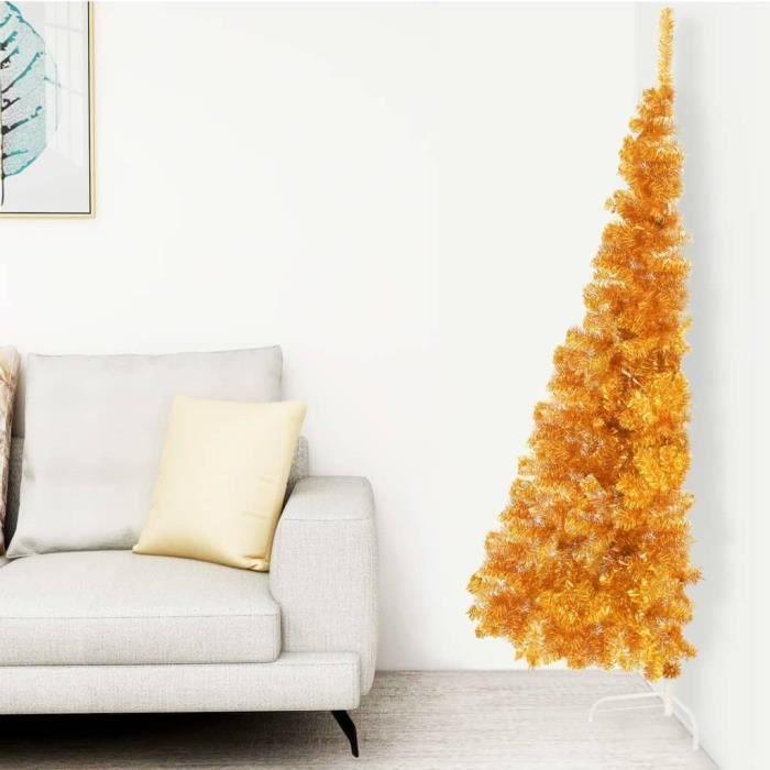 Demi Sapin De Noël Artificiel Avec Support Doré 180 Cm Pvc Arbre De