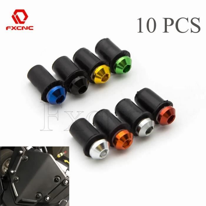 Kit De 10 Vis M5 Pour Pare-brise Moto - Hexagonales Intérieures Universelles - Noir, Argent, Rouge Ou Bleu