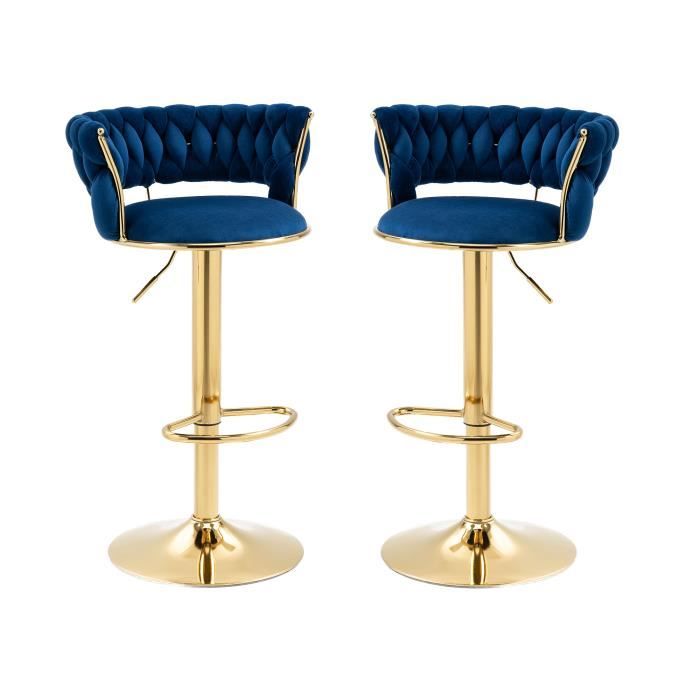 Tabourets De Bar Réglables En Hauteur BELTOM® Star - 2 Pièces - Noir - Design Moderne Pour Cuisine Et Salon