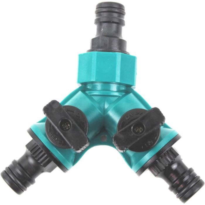 Adaptateur Raccord Distributeur d'Eau Tuyau d'Arrosage 2 Voies Réglable