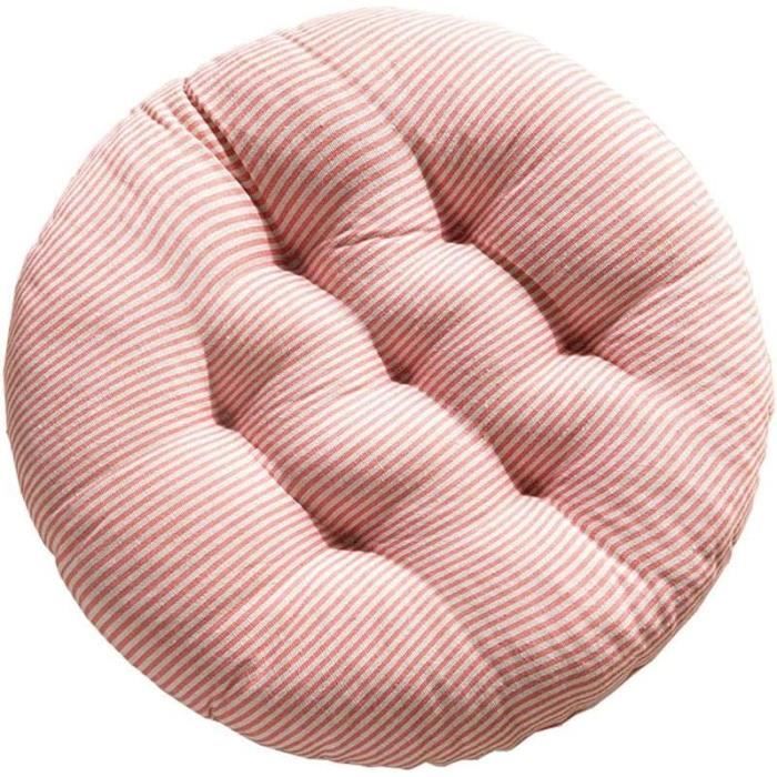 FANSU Coussin De Chaise Rond Fleurs Imprimé 40x40cm - Galette Chaise Lin Épaisse Confortable