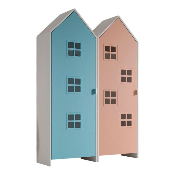 Pack - 2 Armoires Enfant Casami Bruges 171cm Bleu & Rose