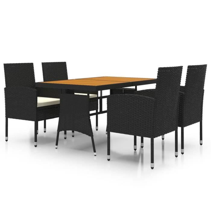 Ensemble table et chaises - Maison - Mobilier dextérieur - Résine tressée - Acier - 4 personnes