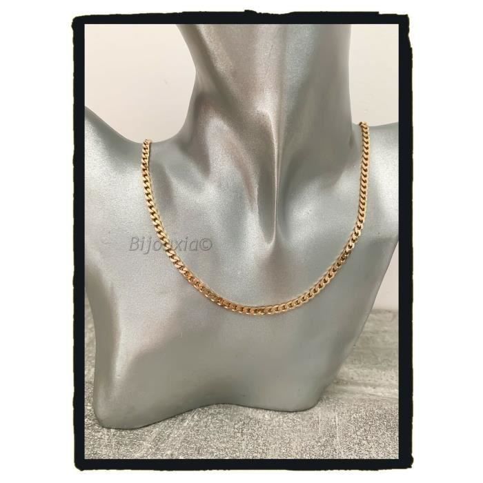 Chaîne Maille Gourmette 50 CM Plaqué or 18 Carats Bijoux Homme