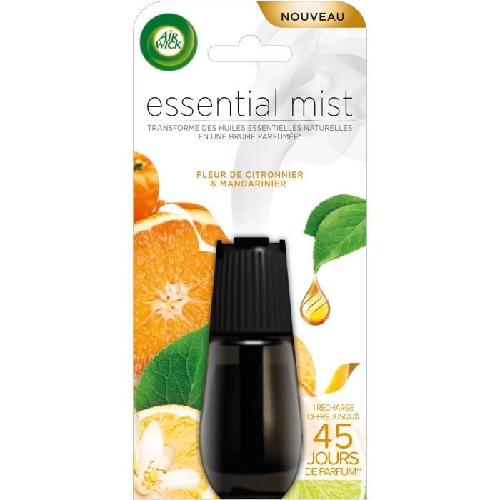 Air Wick Recharge Diffuseur d'huiles essentielles Essential Mist Parfum Fleur de Citronnier et de Mandarinier 20 ml, Lot de 6