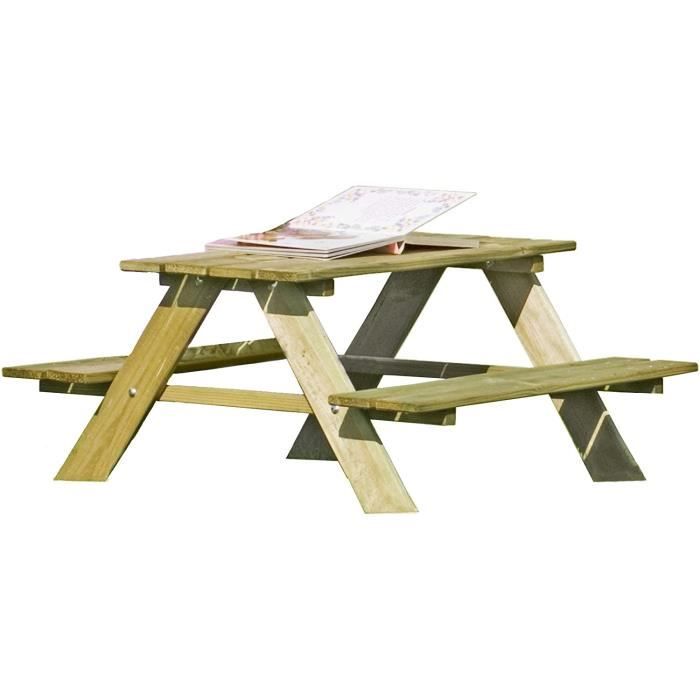 Table Pique-nique Enfant GartenDepot24 - Bois Multicolore 90x85x45 Cm - Pour 4 Enfants