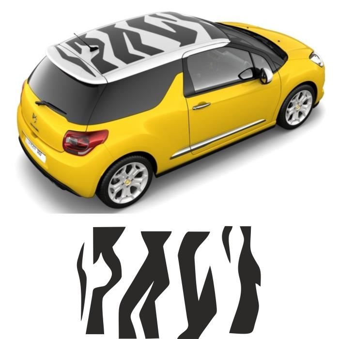 Autocollant Noir - Citroën DS3 - stickers Toit effet Zebre n°1