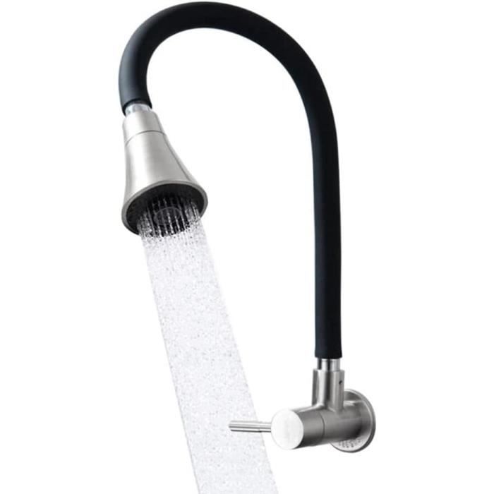Robinet De Cuisine à Levier Unique - Bec Pivotant 360°, Acier Inox 304, Eau Froide Uniquement, Avec Aérateur économique, Pour 1 Trou