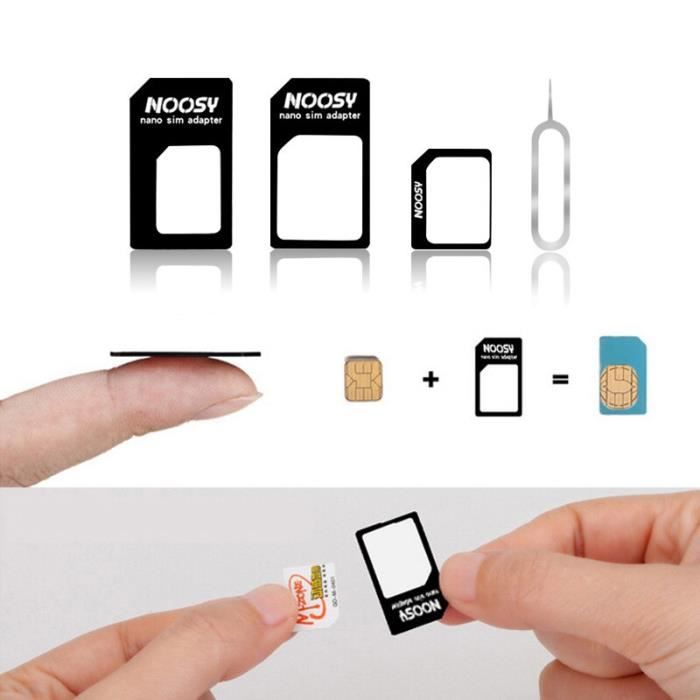 Adaptateur Convertisseur de Carte SIM Nano Micro SIM Noir ou Blanc +  Ejecteur FR 