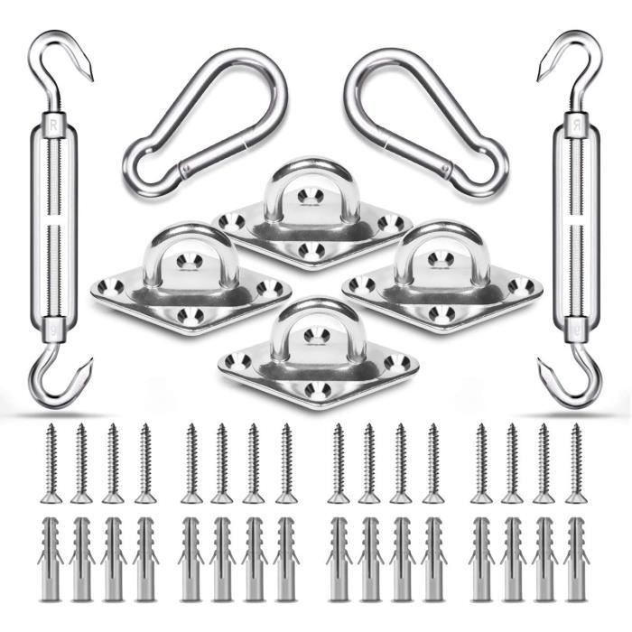 Frasheng Kit De Fixation Voile D'Ombrage 44 Pièces - Acier Inoxydable 304