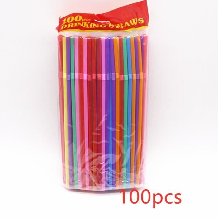 Pailles en plastique flexibles 600 Pack - Paille Bendy jetable multicolore  rayée sans Bpa