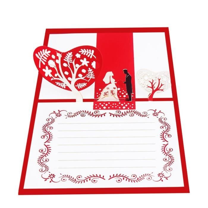 Carte Pop-up 3D Cœur Fleurs De Cerisier & Pont - Format 15x20 Cm - Pour Anniversaire, Mariage, Saint-Valentin - 3