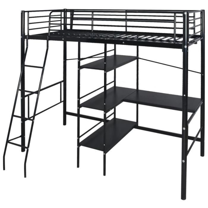 Lit mezzanine en fer avec bureau Outlet