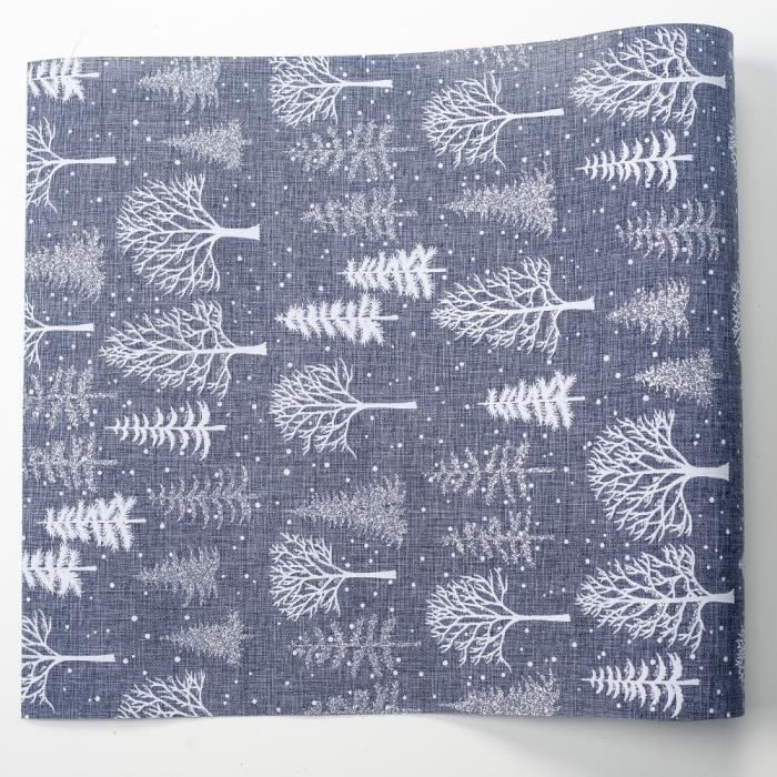 Chemin De Table Noël Flocons De Neige Dorés 10m X 28cm - Organza Moderne Lavable