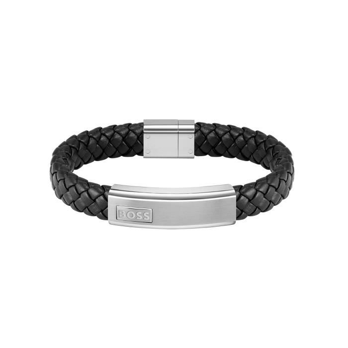 BOSS Bracelet en cuir Lander Homme Noir Achat Vente bracelet gourmette Bracelet en cuir Lander Homme Cuir Noir Cd