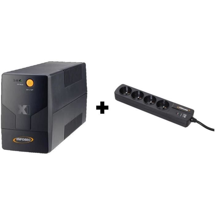 Onduleur INFOSEC 700 VA - X1 EX 700 - Line Interactive - 2 Prises FR/SCHUKO + S4 Black Line II : Mul